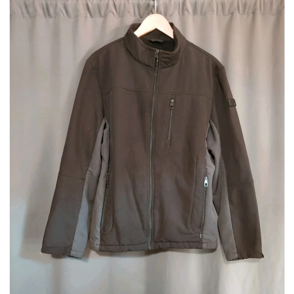 Tumi Tech Mens Grey Insulated FleeceLined Softshell Jacket Coat Zip Size Large